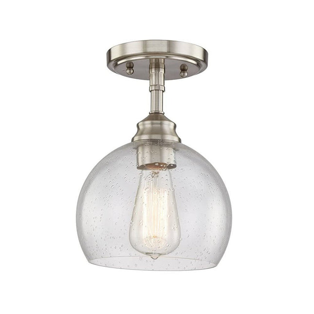 Nickel Shaded Metal Dimmable Flush Chandelier With Clear Shades HomeRoots
