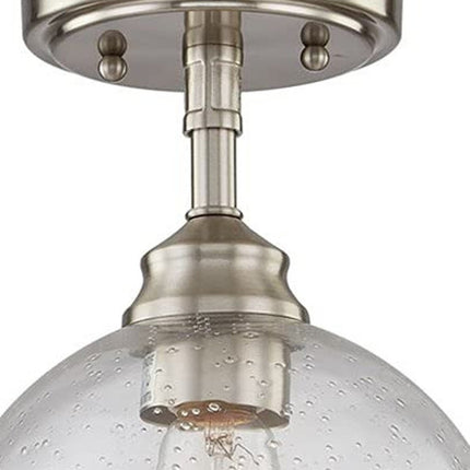 Nickel Shaded Metal Dimmable Flush Chandelier With Clear Shades