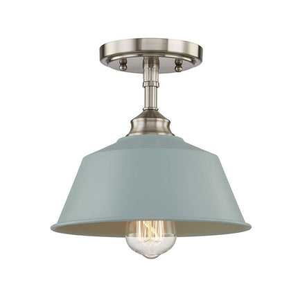 Blue Kitchen Island Metal Dimmable Flush Chandelier With Light Blue Shades