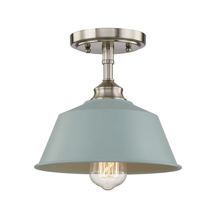Blue Kitchen Island Metal Dimmable Flush Chandelier With Light Blue Shades