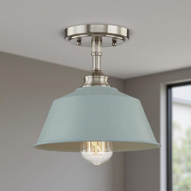Blue Kitchen Island Metal Dimmable Flush Chandelier With Light Blue Shades HomeRoots