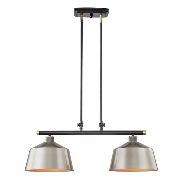 Black And Gray Kitchen Island Two Light Metal Dimmable Chandelier With Gray Shades HomeRoots