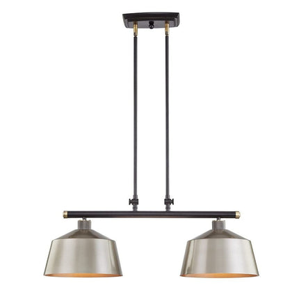 Black And Gray Kitchen Island Two Light Metal Dimmable Chandelier With Gray Shades