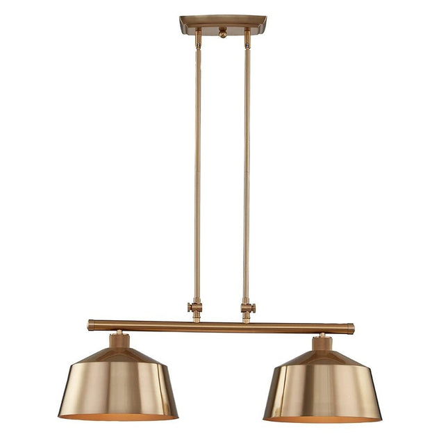 Gold Kitchen Island Two Light Metal Dimmable Chandelier With Gold Shades HomeRoots