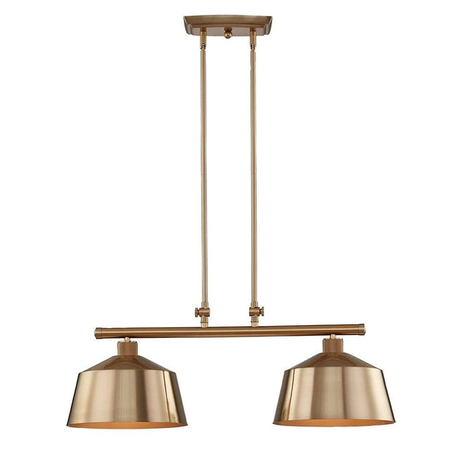 Gold Kitchen Island Two Light Metal Dimmable Chandelier With Gold Shades HomeRoots