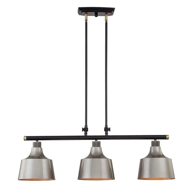 Black And Gray Kitchen Island Three Light Metal Dimmable Chandelier With Gray Shades HomeRoots