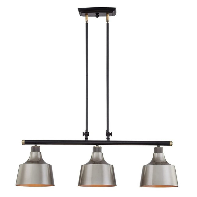 Black And Gray Kitchen Island Three Light Metal Dimmable Chandelier With Gray Shades HomeRoots