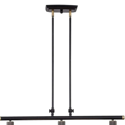 Black And Gray Kitchen Island Three Light Metal Dimmable Chandelier With Gray Shades