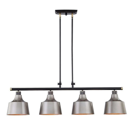 Black And Gray Kitchen Island Four Light Metal Dimmable Chandelier With Gray Shades