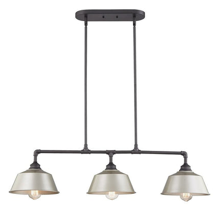 Gray Kitchen Island Three Light Metal Dimmable Chandelier With Gray Shades