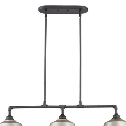 Gray Kitchen Island Three Light Metal Dimmable Chandelier With Gray Shades