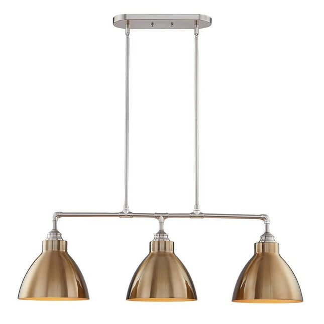 Gold And Silver Kitchen Island Three Light Metal Dimmable Chandelier With Gold Shades HomeRoots