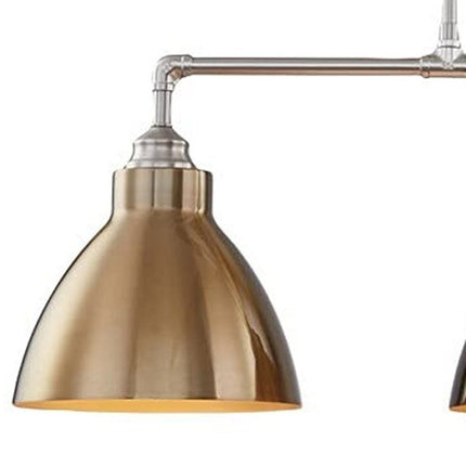 Gold And Silver Kitchen Island Three Light Metal Dimmable Chandelier With Gold Shades HomeRoots