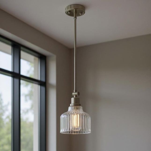 Nickel Kitchen Island Metal Dimmable Chandelier With Clear Shades HomeRoots