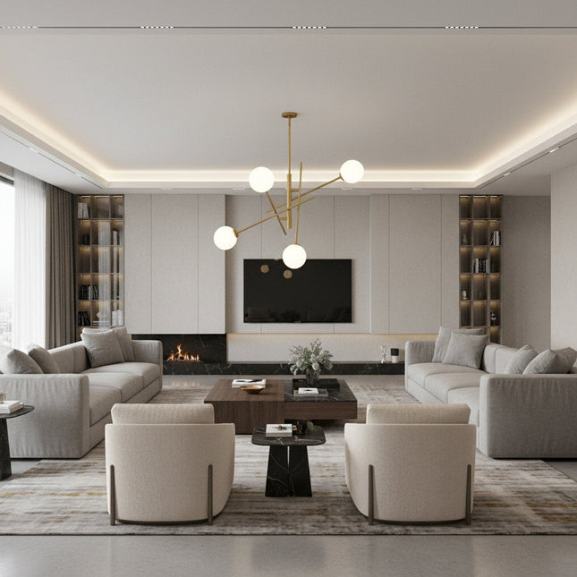 Brass Candle Style Four Light Metal Dimmable Chandelier With White Shades HomeRoots