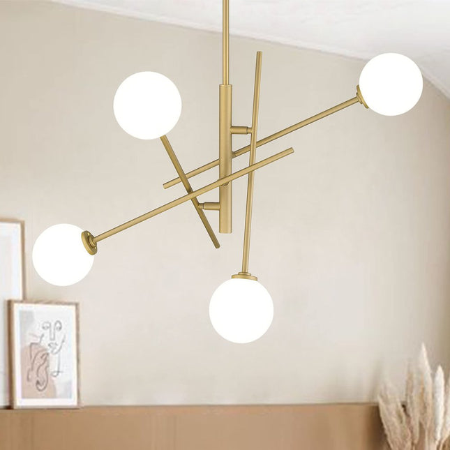 Brass Candle Style Four Light Metal Dimmable Chandelier With White Shades HomeRoots