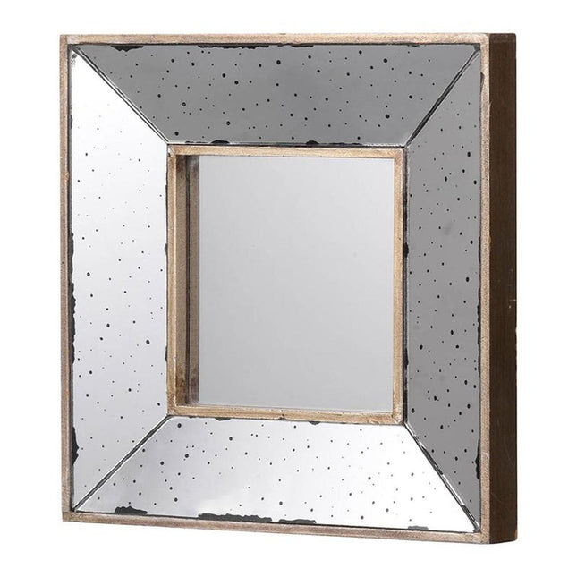 12" Square Wall Mounted Vintage Style Glass Frame Accent Mirror HomeRoots