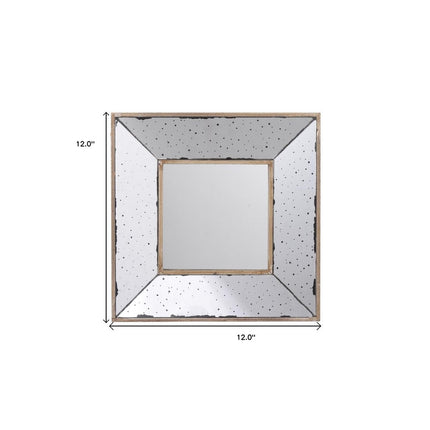 12" Square Wall Mounted Vintage Style Glass Frame Accent Mirror HomeRoots