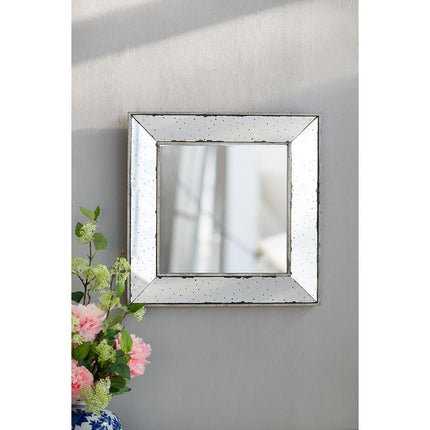 18" Brown Square Metal Framed Antiqued Glass Accent Mirror HomeRoots