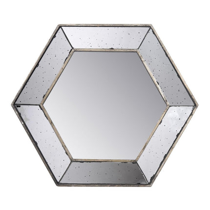 18" Hexagon Wall Mounted Vintage Style Glass Frame Accent Mirror HomeRoots