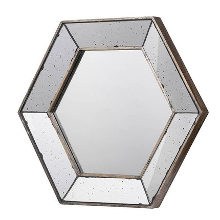 18" Hexagon Wall Mounted Vintage Style Glass Frame Accent Mirror HomeRoots