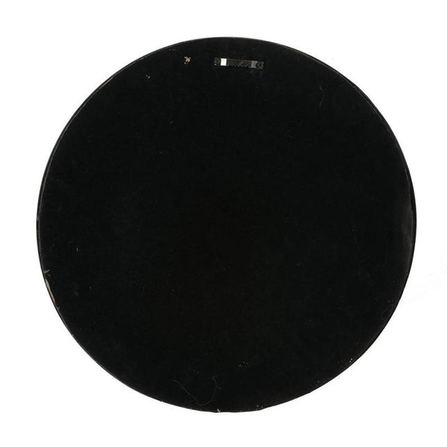 24" Dark Brown Distressed Wood Round Framed Accent Mirror