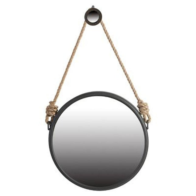 Black and Silver Round Accent Metal Mirror HomeRoots