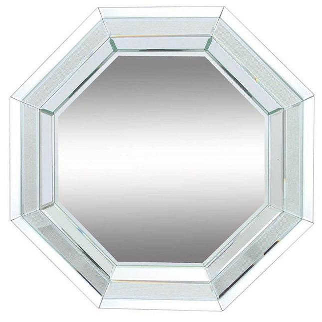28" Silver Octagon Glass Framed Accent Mirror HomeRoots