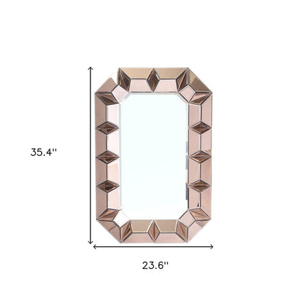 35" Rose Gold Glass Abstract Ornate Framed Accent Mirror HomeRoots