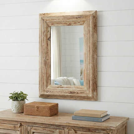 39" Natural Distressed Wood Framed Accent Mirror HomeRoots
