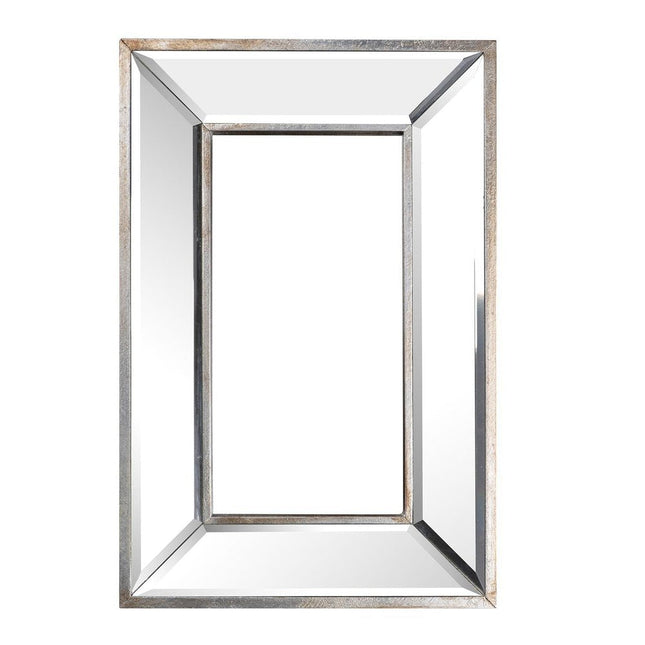 18" Silver Beveled Glass Framed Accent Mirror HomeRoots