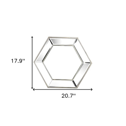 18" Silver Hexagon Glass Framed Accent Mirror HomeRoots