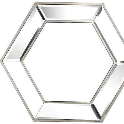 18" Silver Hexagon Glass Framed Accent Mirror HomeRoots