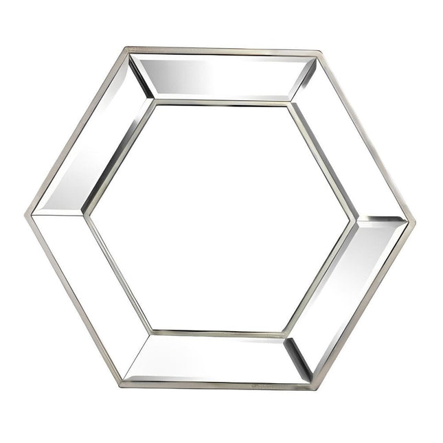 18" Silver Hexagon Glass Framed Accent Mirror HomeRoots