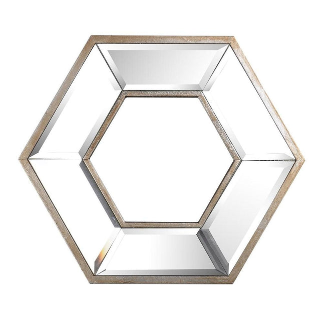 12" Silver Wood Hexagon Framed Accent Mirror HomeRoots