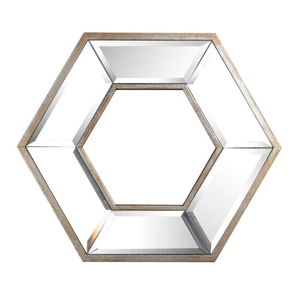 12" Silver Wood Hexagon Framed Accent Mirror HomeRoots