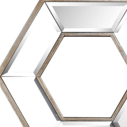 12" Silver Wood Hexagon Framed Accent Mirror HomeRoots