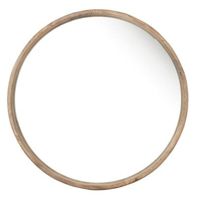 28" Brown Solid Wood Round Framed Accent Mirror