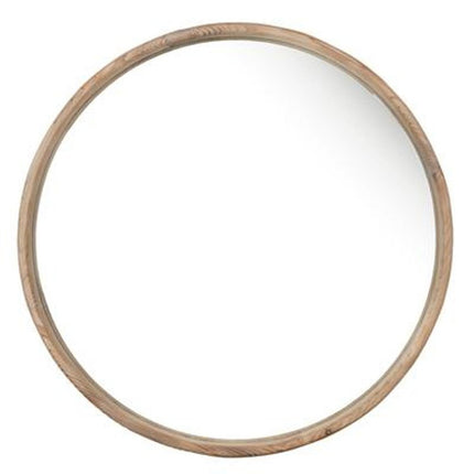 28" Brown Solid Wood Round Framed Accent Mirror HomeRoots