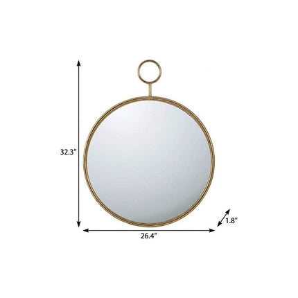 32" Gold Round Iron Framed Accent Mirror HomeRoots