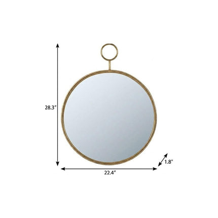 28" Gold Round Iron Framed Accent Mirror HomeRoots