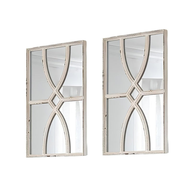 Set of Two White Wood Framed Accent Mirror HomeRoots