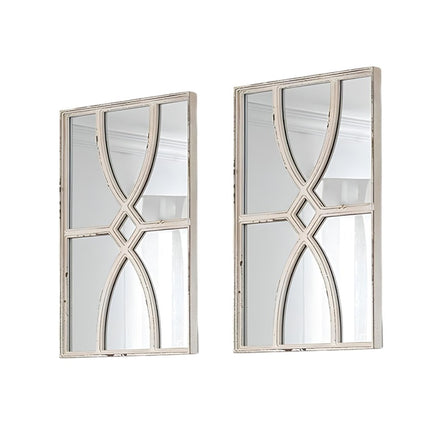 Set of Two White Wood Framed Accent Mirror HomeRoots