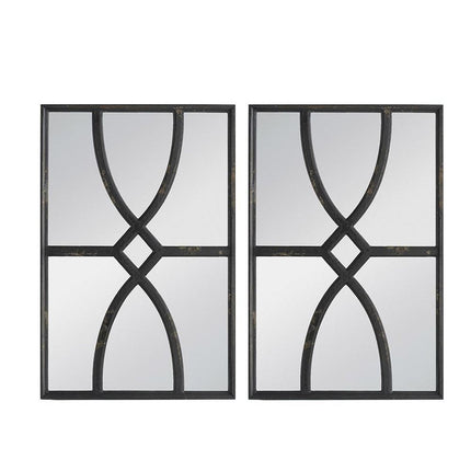 Set of Two Black Wood Framed Accent Mirror HomeRoots