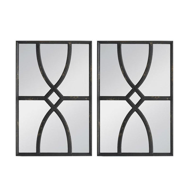 Set of Two Black Wood Framed Accent Mirror HomeRoots