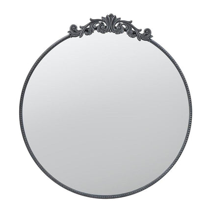 39" Black Crowned Top Iron Framed Accent Mirror HomeRoots