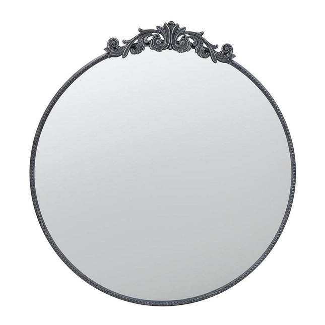 39" Black Crowned Top Iron Framed Accent Mirror HomeRoots