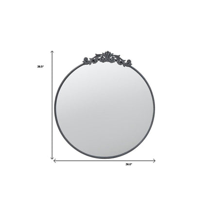 39" Black Crowned Top Iron Framed Accent Mirror HomeRoots