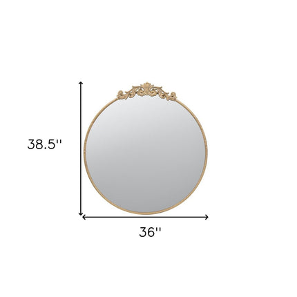 39" Gold Crowned Top Iron Framed Accent Mirror HomeRoots