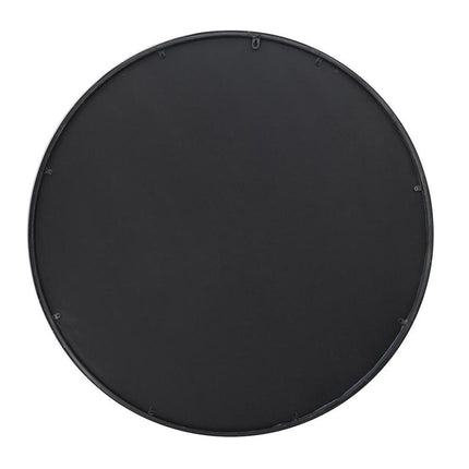 36" Black Round Iron Framed Antiqued Glass Accent Mirror HomeRoots